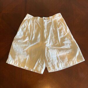 Vtg Talbots White Pleated Chino Shorts Womens Size 4 High Waist 100% Cotton